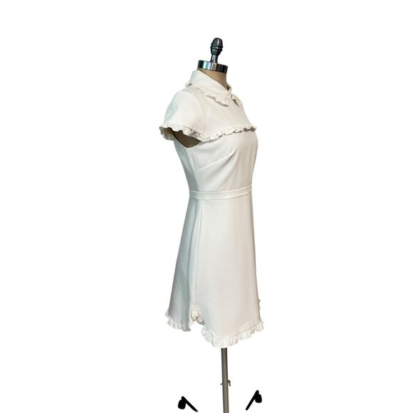 Gal Meets Glam Emma Ruffle Trim Above Knee Dress White Size 4 - Picture 5 of 8